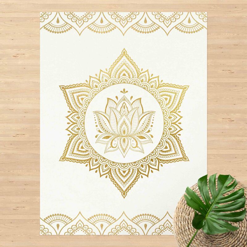 

Alfombras vinílicas - Mandala Lotus Illustration Ornament White Gold - Alto 4:3 Dimensión LxA: 100cm x 75cm