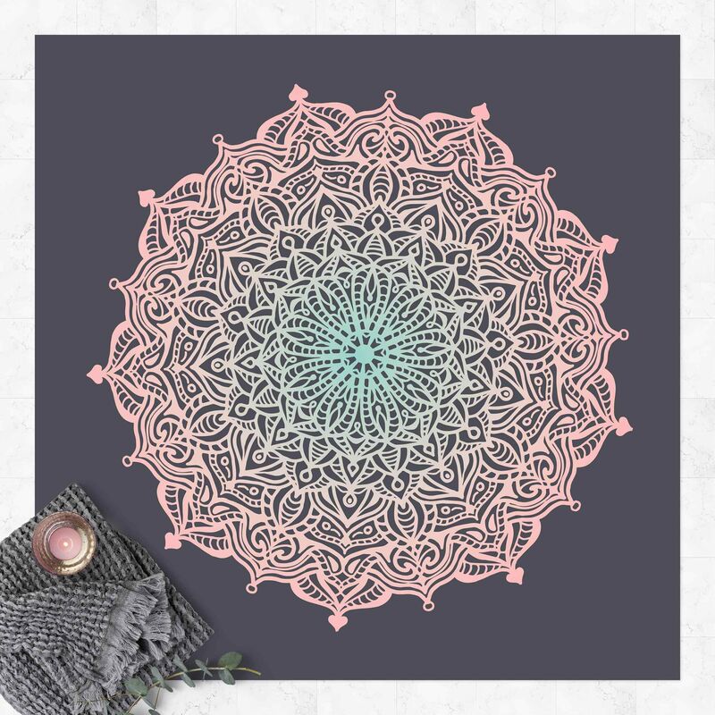 

Alfombras vinílicas - Mandala Ornament In Rose And Blue - Cuadrado 1:1 Dimensión LxA: 80cm x 80cm