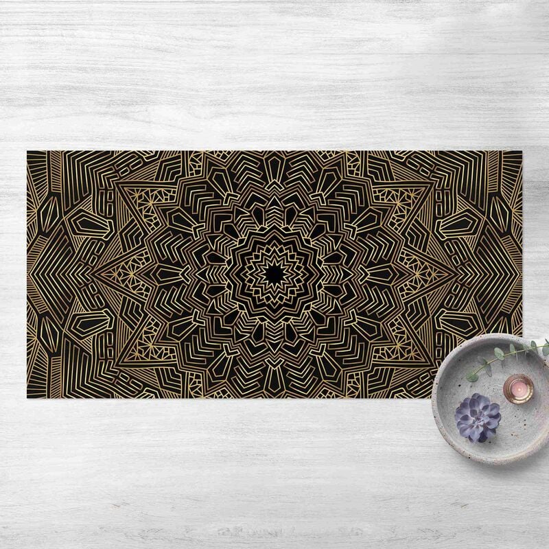 

Alfombras vinílicas - Mandala Star Pattern Gold Black - Apaisado 1:2 Dimensión LxA: 120cm x 240cm