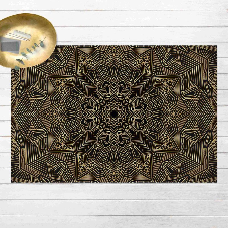 

Alfombras vinílicas - Mandala Star Pattern Gold Black - Apaisado 2:3 Dimensión LxA: 140cm x 210cm