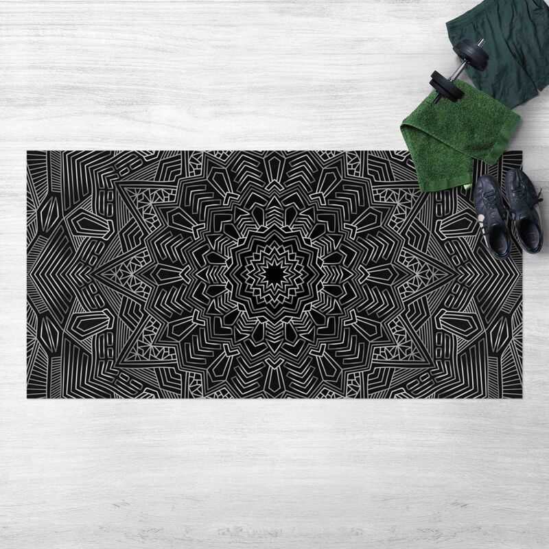 

Bilderwelten - Alfombras vinílicas - Mandala Star Pattern Silver Black - Apaisado 1:2 Dimensión LxA: 140cm x 280cm