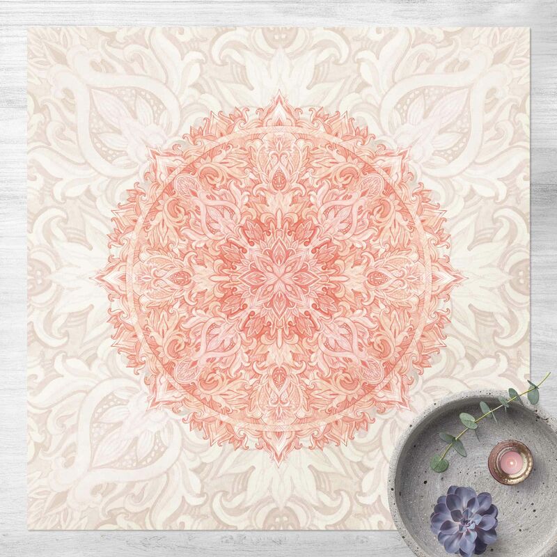 

Bilderwelten - Alfombras vinílicas - Mandala Watercolour Ornament Beige Orange - Cuadrado 1:1 Dimensión LxA: 140cm x 140cm