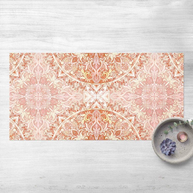 

Alfombras vinílicas - Mandala Watercolour Ornament Orange - Apaisado 1:2 Dimensión LxA: 70cm x 140cm