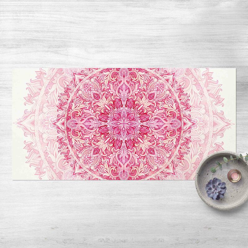 

Alfombras vinílicas - Mandala Watercolour Ornament Pink - Apaisado 1:2 Dimensión LxA: 60cm x 120cm