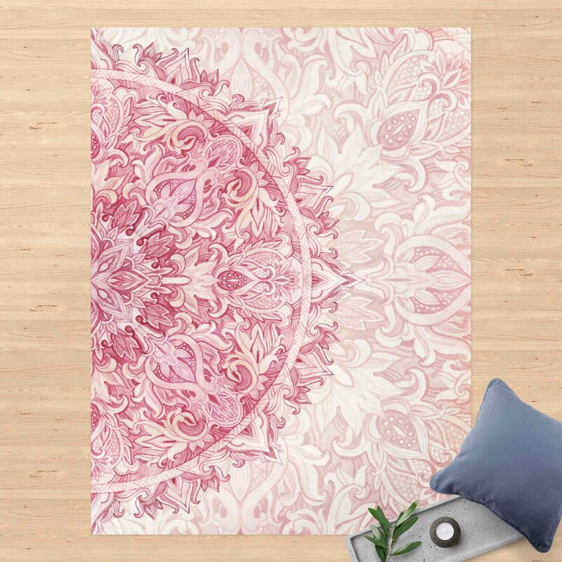 

Alfombras vinílicas - Mandala Watercolours Ornament Semicircle Light Pink Beige - Alto 4:3 Dimensión LxA: 180cm x 135cm