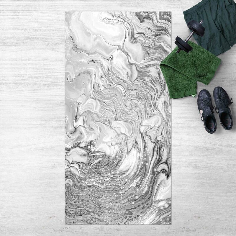 

Bilderwelten - Alfombras vinílicas - Marble Effect Black And White - Alto 2:1 Dimensión LxA: 240cm x 120cm