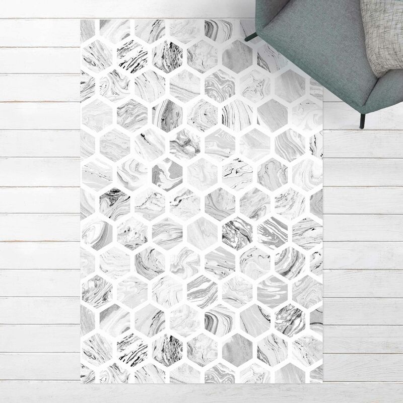 

Alfombras vinílicas - Marble Hexagons In Greyscales - Alto 3:2 Dimensión LxA: 120cm x 80cm