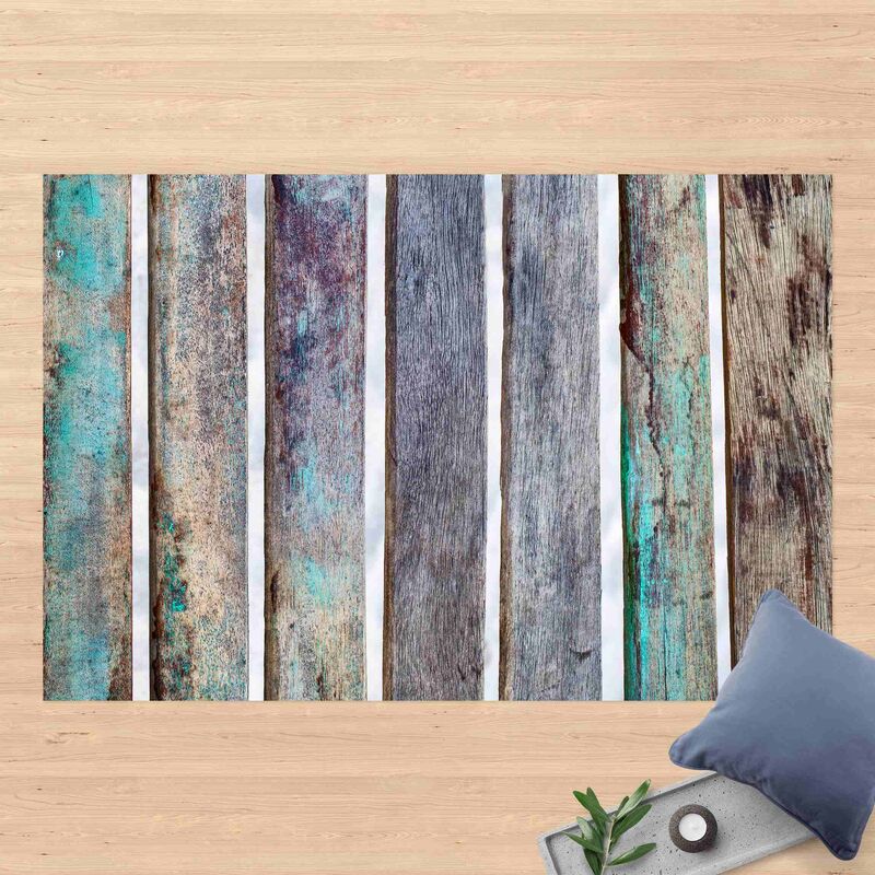 

Alfombras vinílicas - Mediterranian Shabby Wooden Boards On White Backdrop - Apaisado 2:3 Dimensión LxA: 80cm x 120cm
