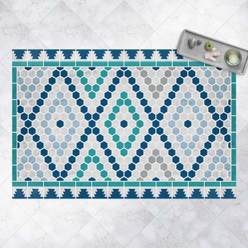 

Alfombras vinílicas - Moroccan Tile Pattern Turquoise Blue - Apaisado 2:3 Dimensión LxA: 100cm x 150cm