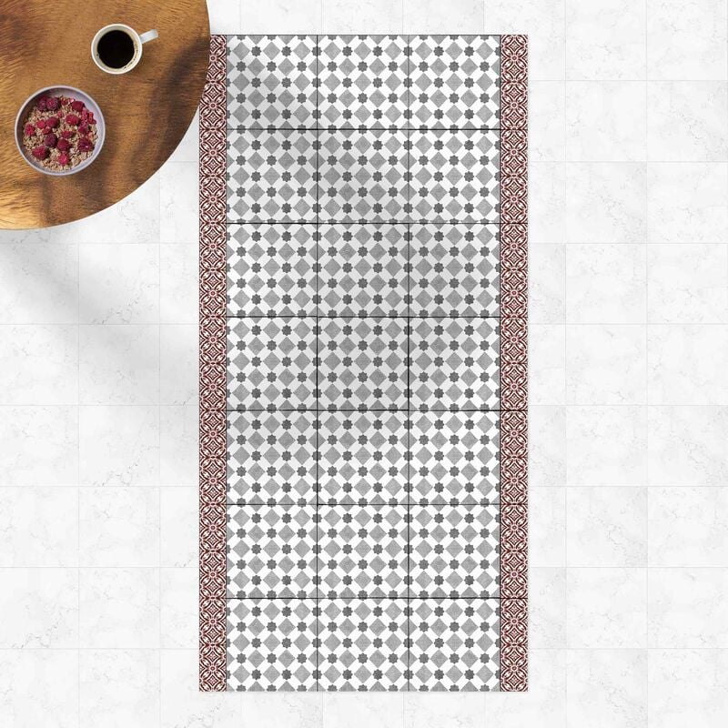 

Alfombras vinílicas - Moroccan Tiles Stars And Squares With Border - Alto 2:1 Dimensión LxA: 120cm x 60cm