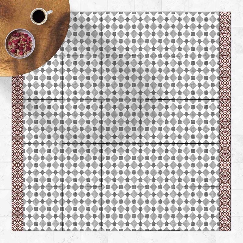

Bilderwelten - Alfombras vinílicas - Moroccan Tiles Stars And Squares With Border - Cuadrado 1:1 Dimensión LxA: 140cm x 140cm