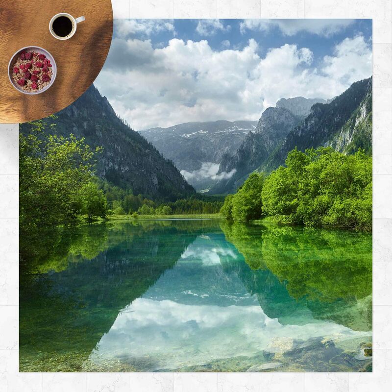 

Bilderwelten - Alfombras vinílicas - Mountain Lake With Reflection - Cuadrado 1:1 Dimensión LxA: 100cm x 100cm