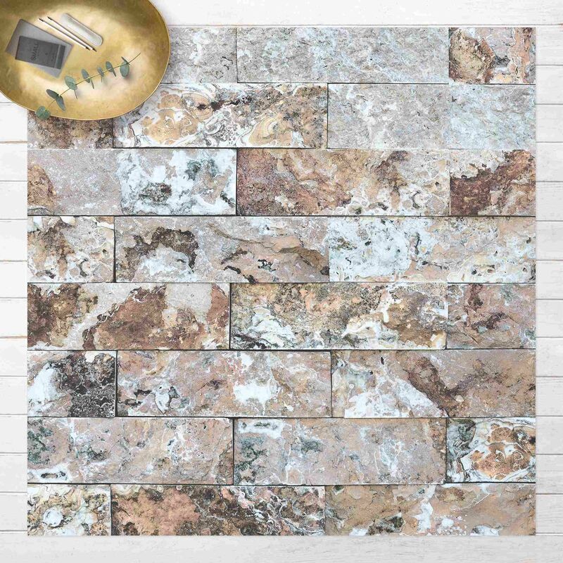 

Bilderwelten - Alfombras vinílicas - Natural Marble Stone Wall - Cuadrado 1:1 Dimensión LxA: 140cm x 140cm