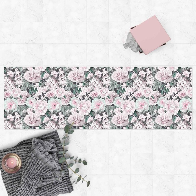 

Alfombras vinílicas - Nostalgic Peonies In Pastel Pink - Panorama Formato apaisado Dimensión LxA: 30cm x 90cm