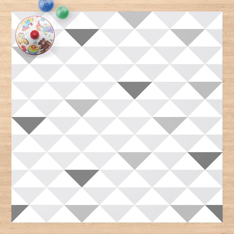 

Alfombras vinílicas - No.YK66 Triangles Gray White Gray - Cuadrado 1:1 Dimensión LxA: 80cm x 80cm
