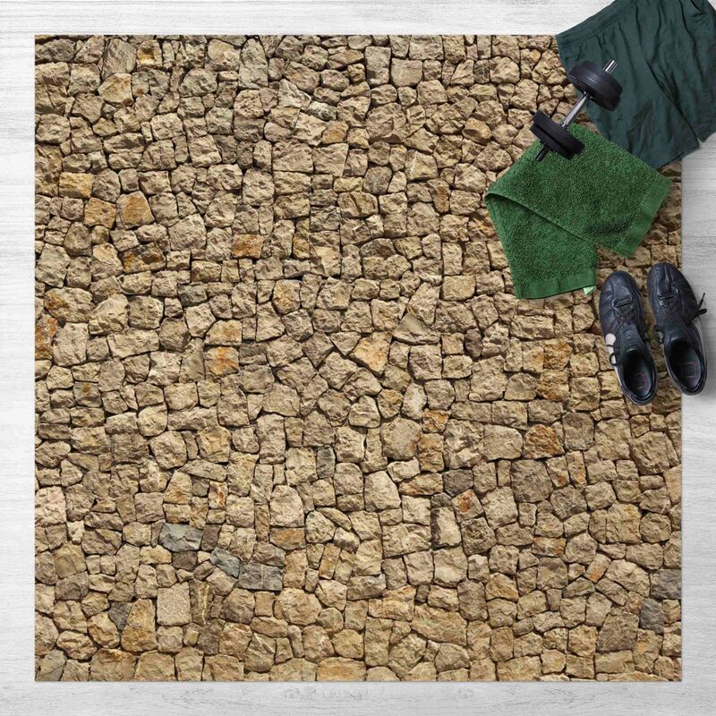 

Alfombras vinílicas - Old Cobblestone Wall - Cuadrado 1:1 Dimensión LxA: 80cm x 80cm