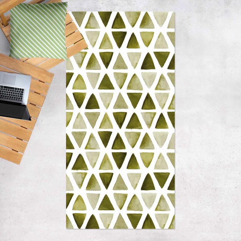 

Alfombras vinílicas - Olive Coloured Watercolour Triangles - Alto 2:1 Dimensión LxA: 260cm x 130cm