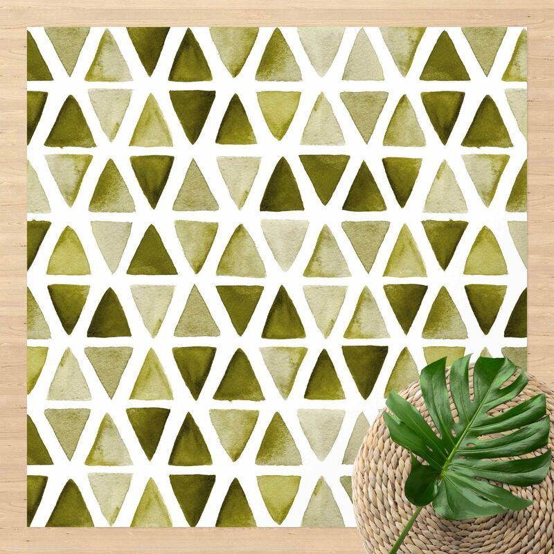 

Alfombras vinílicas - Olive Coloured Watercolour Triangles - Cuadrado 1:1 Dimensión LxA: 140cm x 140cm