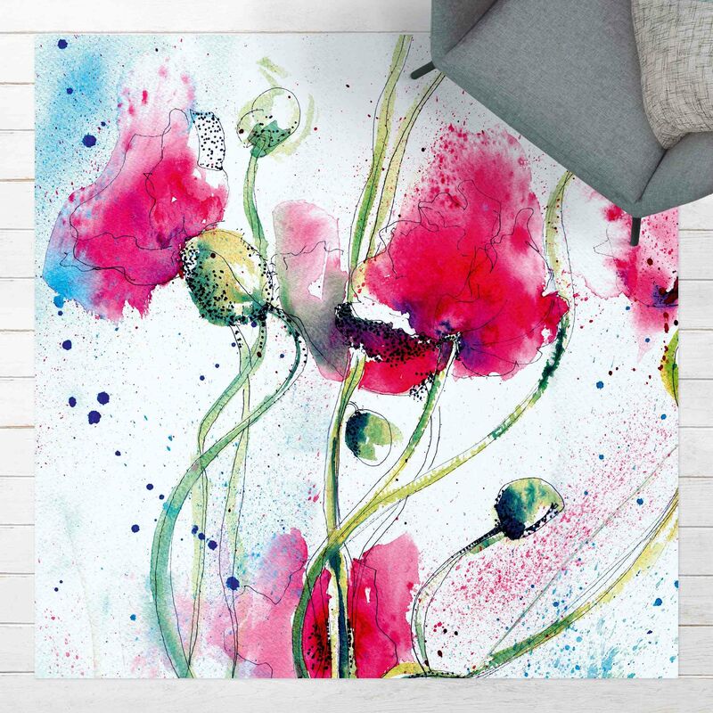 

Alfombras vinílicas - Painted Poppies - Cuadrado 1:1 Dimensión LxA: 80cm x 80cm