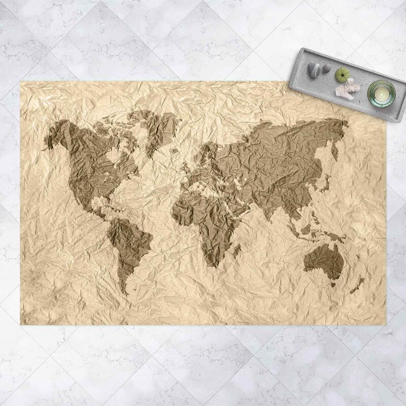 

Alfombras vinílicas - Paper World Map Beige Brown - Apaisado 2:3 Dimensión LxA: 100cm x 150cm