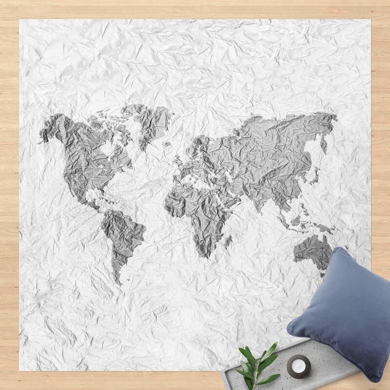 

Alfombras vinílicas - Paper World Map White Gray - Cuadrado 1:1 Dimensión LxA: 40cm x 40cm