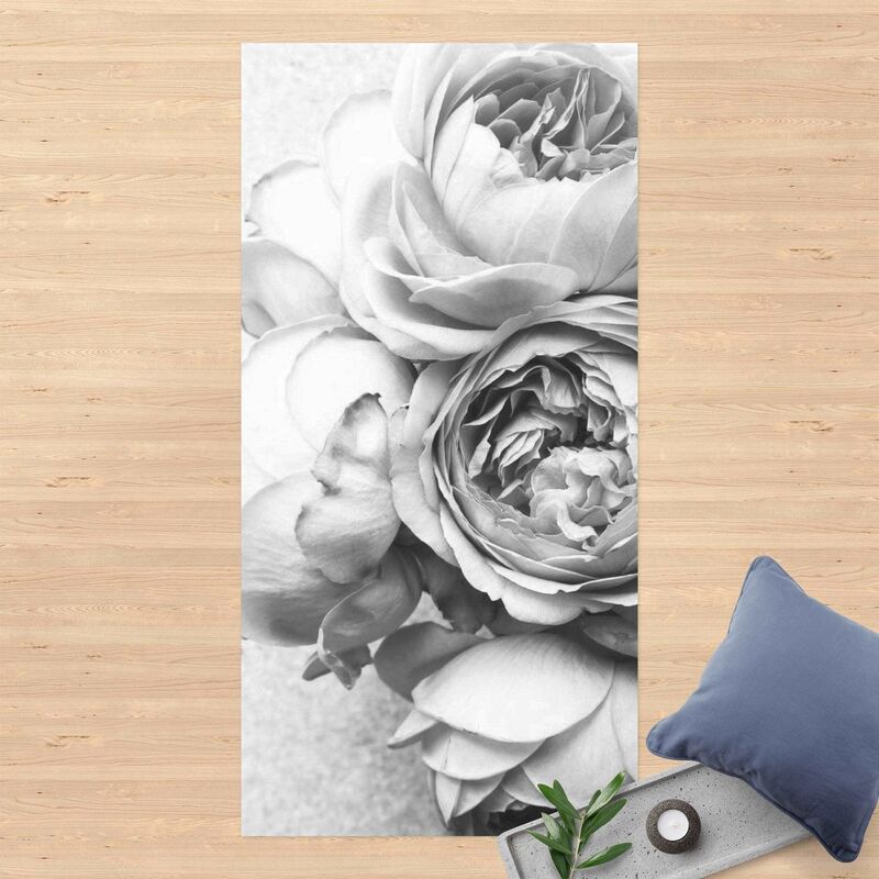 

Alfombras vinílicas - Peony Flowers Black White - Alto 2:1 Dimensión LxA: 140cm x 70cm