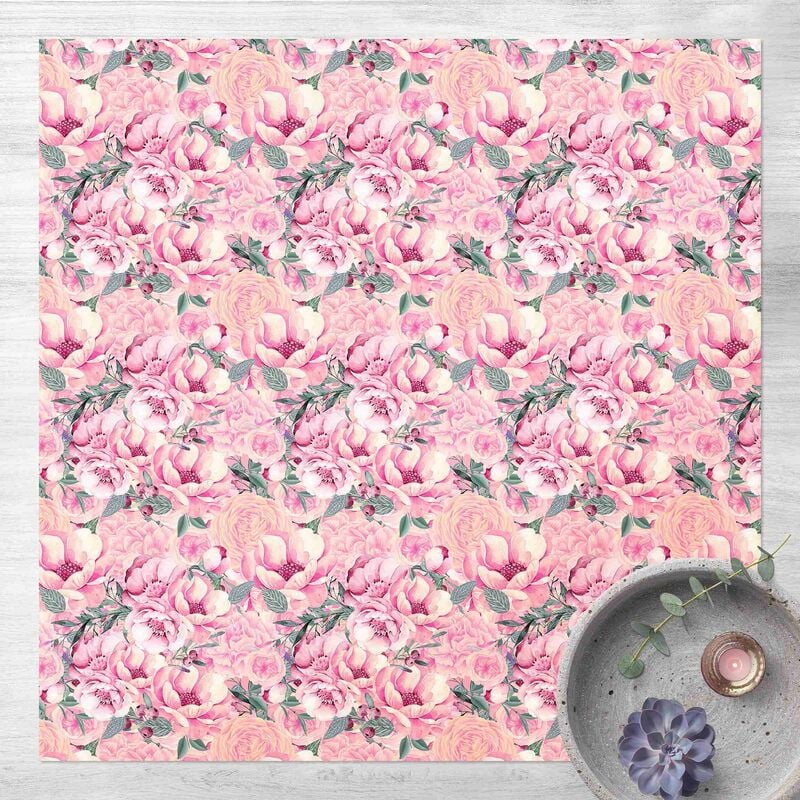 

Alfombras vinílicas - Pink Flower Dream Pastel Roses In Watercolour - Cuadrado 1:1 Dimensión LxA: 80cm x 80cm
