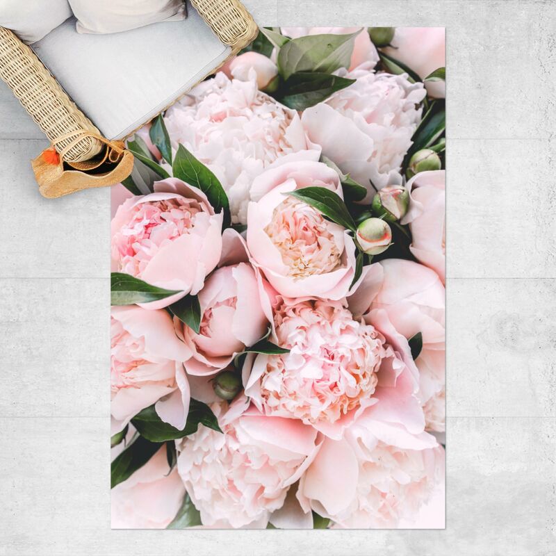 

Alfombras vinílicas - Pink Peonies With Leaves - Alto 3:2 Dimensión LxA: 180cm x 120cm