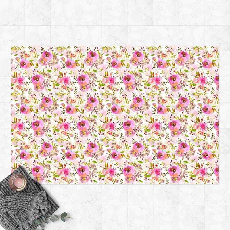 

Alfombras vinílicas - Pink Watercolour Flowers - Apaisado 2:3 Dimensión LxA: 60cm x 90cm