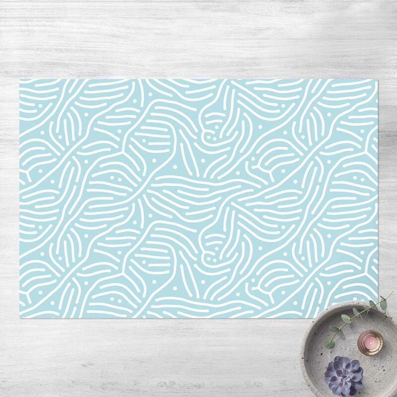 

Alfombras vinílicas - Playful Pattern With Lines And Dots In Light Blue - Apaisado 2:3 Dimensión LxA: 140cm x 210cm