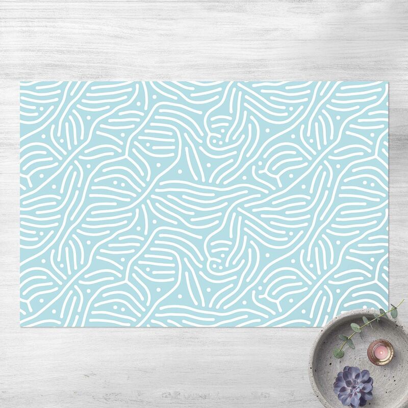 

Alfombras vinílicas - Playful Pattern With Lines And Dots In Light Blue - Apaisado 2:3 Dimensión LxA: 120cm x 180cm