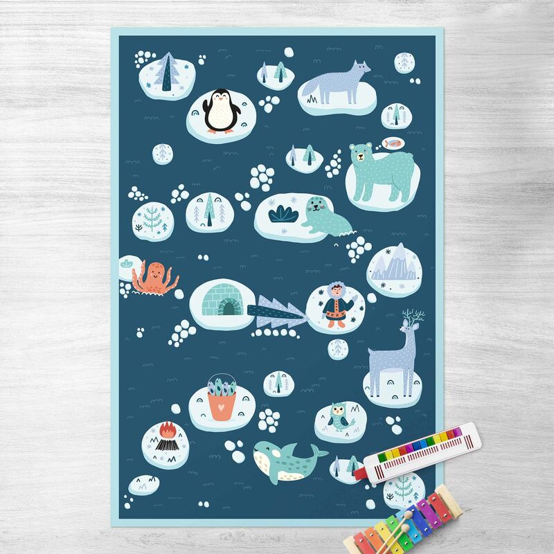 

Alfombras vinílicas - Playoom Mat Antarctica - Polar Bear Rudi Wants Fish - Alto 3:2 Dimensión LxA: 150cm x 100cm