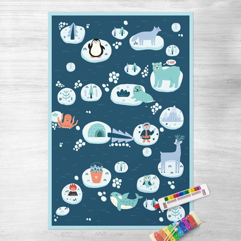 

Alfombras vinílicas - Playoom Mat Antarctica - Polar Bear Rudi Wants Fish - Alto 3:2 Dimensión LxA: 180cm x 120cm