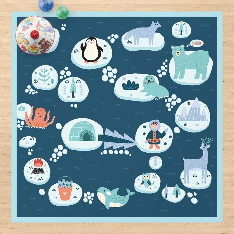

Alfombras vinílicas - Playoom Mat Antarctica - Polar Bear Rudi Wants Fish - Cuadrado 1:1 Dimensión LxA: 100cm x 100cm