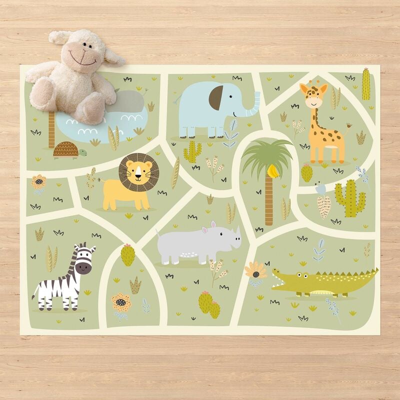 

Alfombras vinílicas - Playoom Mat Safari - So Many Different Animals - Apaisado 3:4 Dimensión LxA: 45cm x 60cm