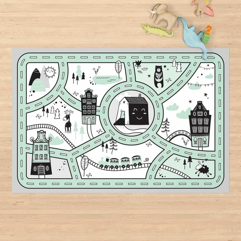 

Alfombras vinílicas - Playoom Mat Scandinavia - The Green City - Apaisado 2:3 Dimensión LxA: 80cm x 120cm