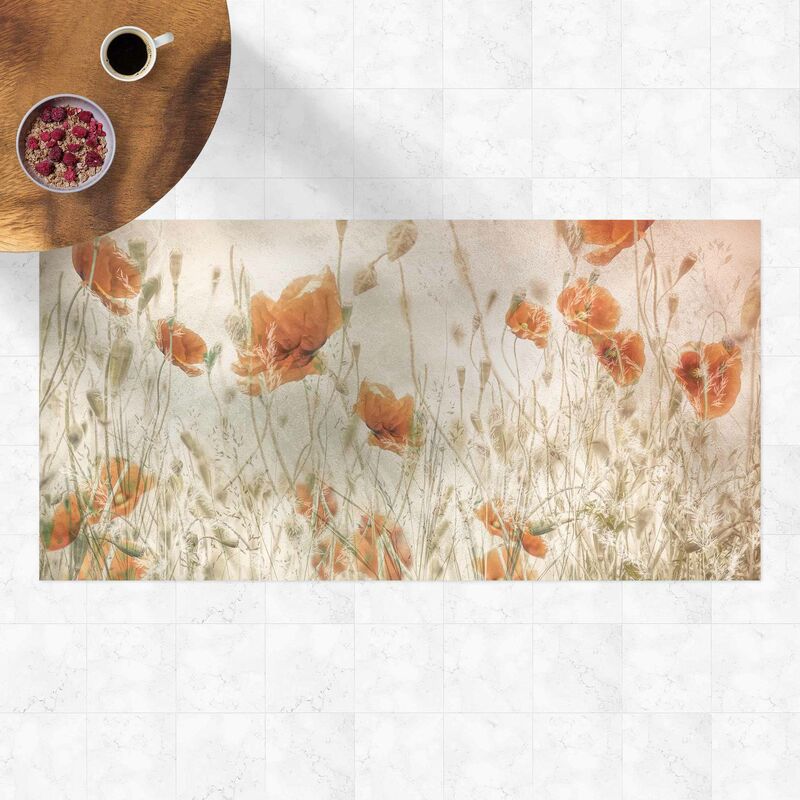 

Bilderwelten - Alfombras vinílicas - Poppy Flowers And Grasses In A Field - Apaisado 1:2 Dimensión LxA: 80cm x 160cm