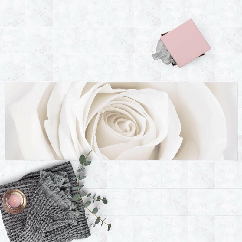 

Alfombras vinílicas - Pretty White Rose - Panorama Formato apaisado Dimensión LxA: 30cm x 90cm