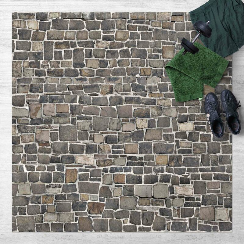 

Alfombras vinílicas - Quarry Stone Wallpaper Natural Stone Wall - Cuadrado 1:1 Dimensión LxA: 80cm x 80cm