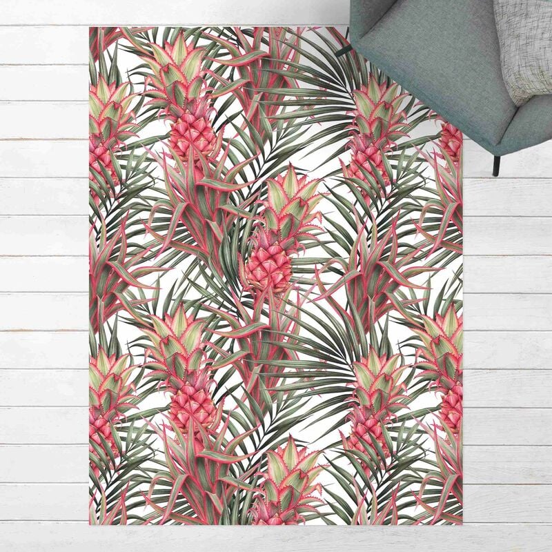 

Alfombras vinílicas - Red Pineapple With Palm Leaves Tropical - Alto 4:3 Dimensión LxA: 80cm x 60cm