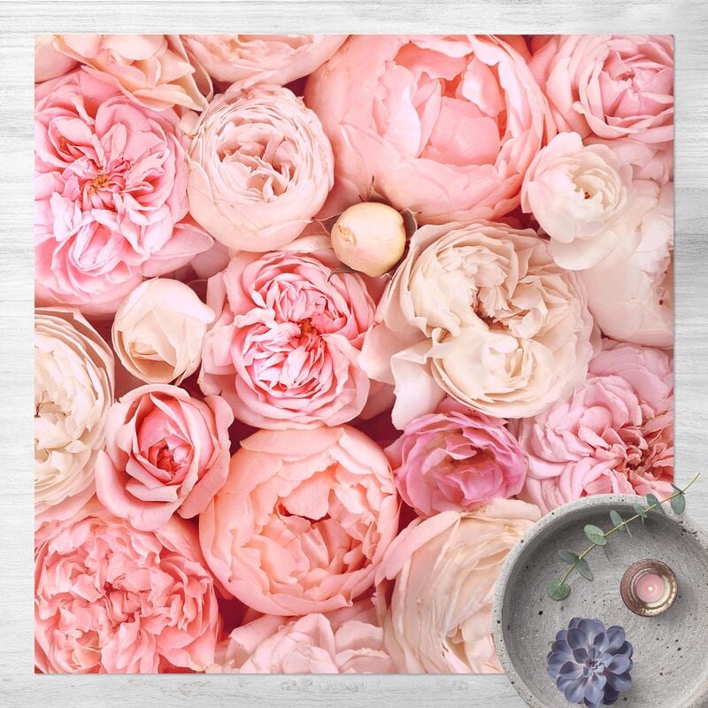 

Alfombras vinílicas - Roses Rosé Coral Shabby - Cuadrado 1:1 Dimensión LxA: 80cm x 80cm