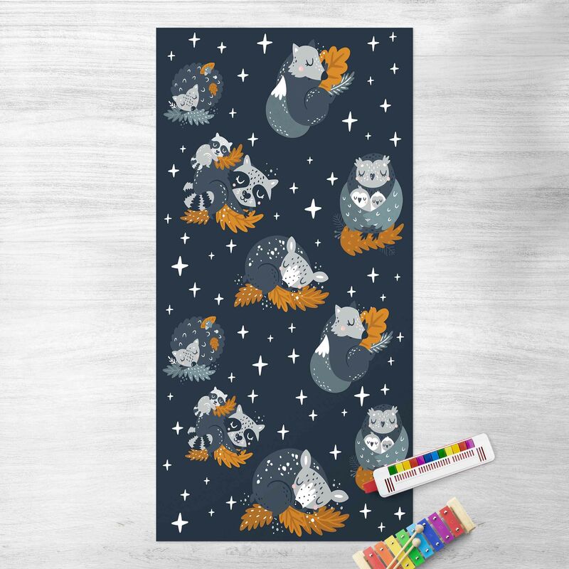 

Alfombras vinílicas - Scandinavian Animal Family In Slumber At Night - Alto 2:1 Dimensión LxA: 220cm x 110cm