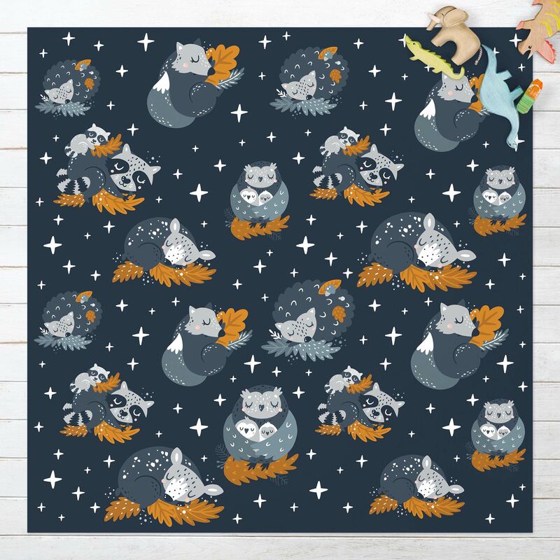 

Alfombras vinílicas - Scandinavian Animal Family In Slumber At Night - Cuadrado 1:1 Dimensión LxA: 80cm x 80cm
