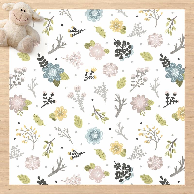 

Alfombras vinílicas - Scandinavian Branches And Flowers - Cuadrado 1:1 Dimensión LxA: 80cm x 80cm