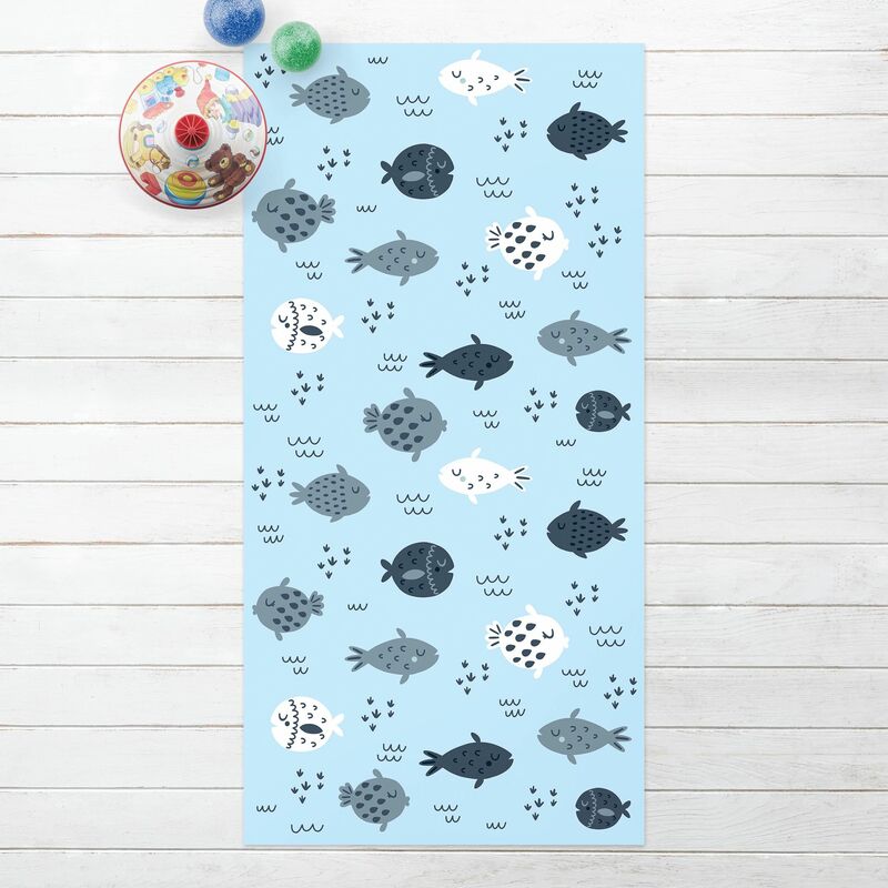 

Alfombras vinílicas - Scandinavian Fish In Pastel Blue - Alto 2:1 Dimensión LxA: 220cm x 110cm