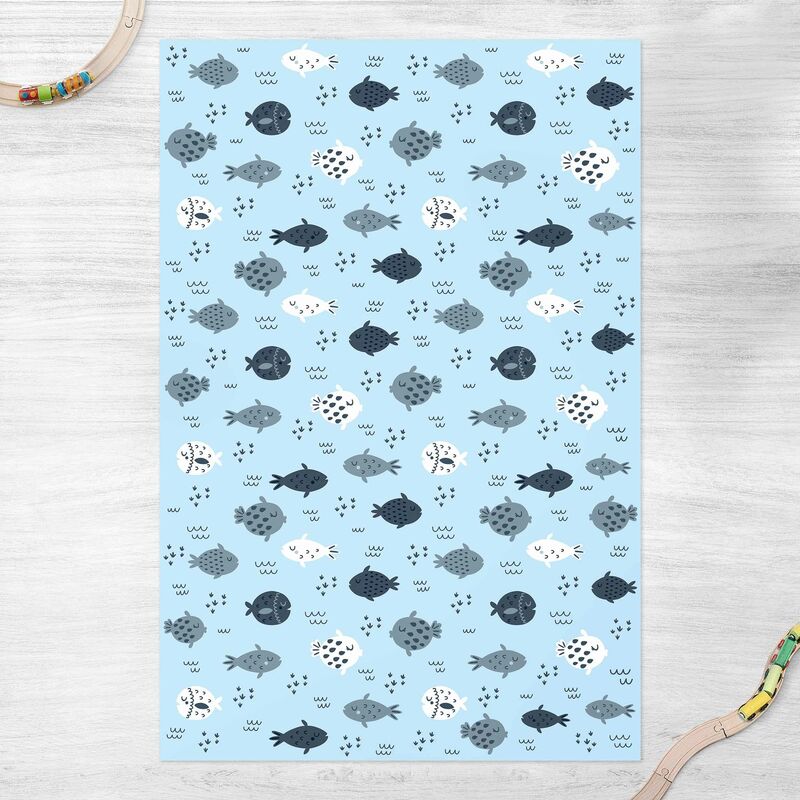 

Alfombras vinílicas - Scandinavian Fish In Pastel Blue - Alto 3:2 Dimensión LxA: 180cm x 120cm