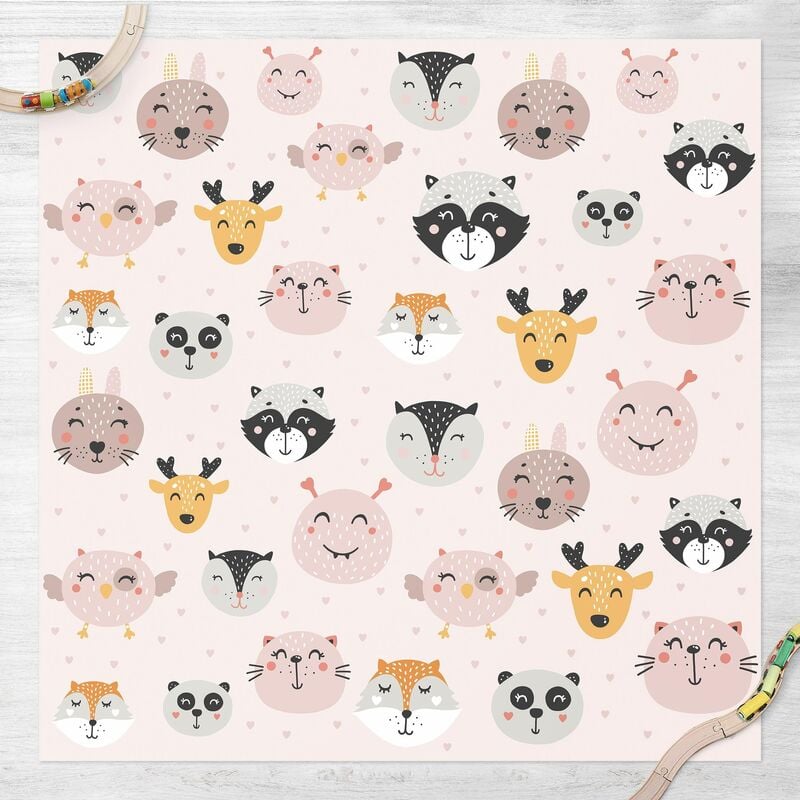 

Alfombras vinílicas - Scandinavian Friendly Animal Faces - Cuadrado 1:1 Dimensión LxA: 80cm x 80cm