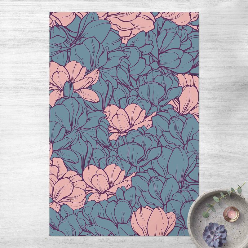 

Alfombras vinílicas - Sea Of Magnolia Blossoms Antique Pink And Petrol - Alto 3:2 Dimensión LxA: 210cm x 140cm