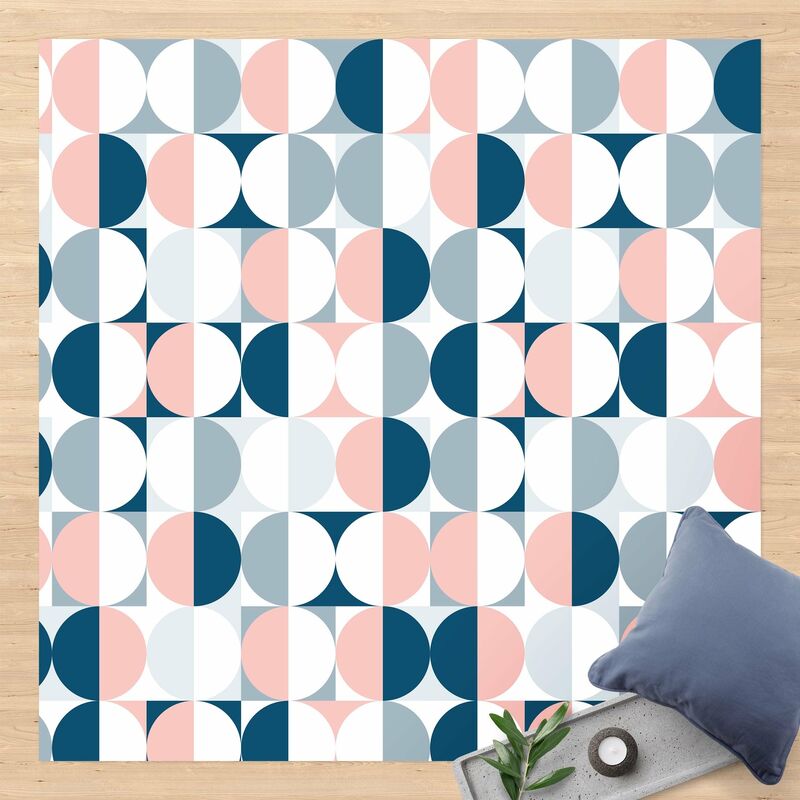 

Bilderwelten - Alfombras vinílicas - Semicircle Pattern In Blue With Light Pink - Cuadrado 1:1 Dimensión LxA: 40cm x 40cm
