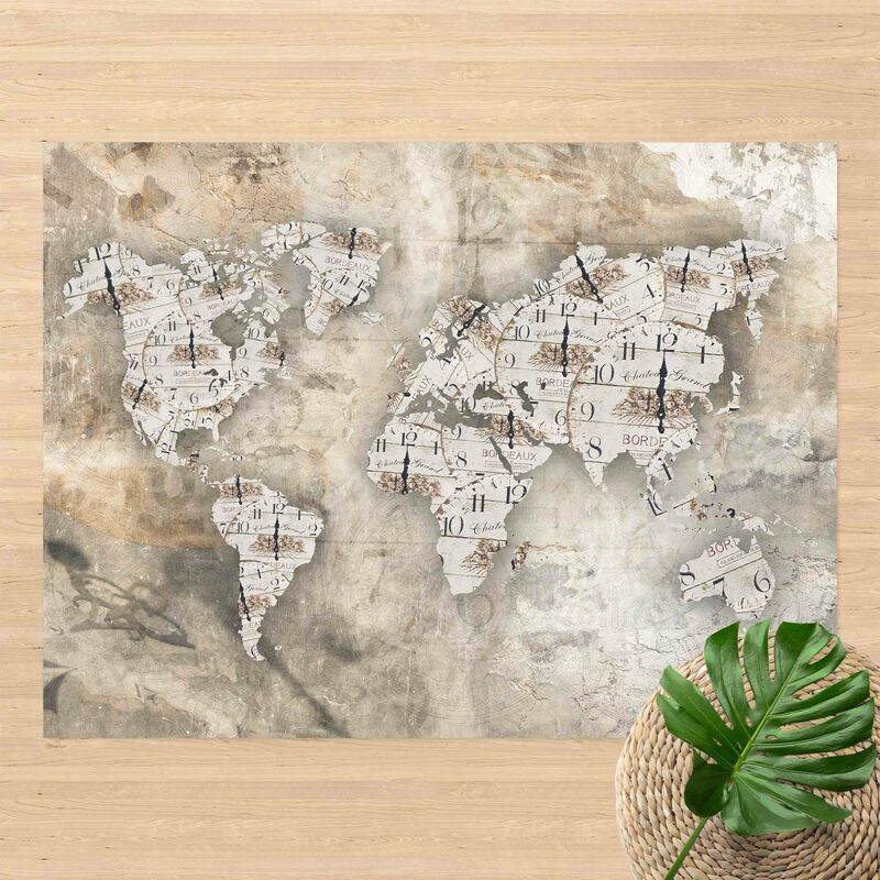 

Alfombras vinílicas - Shabby Clocks World Map - Apaisado 3:4 Dimensión LxA: 60cm x 80cm